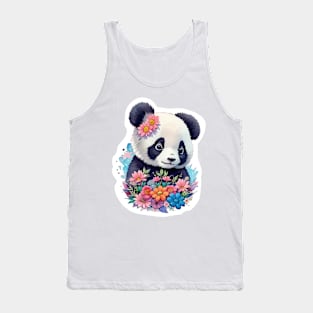 Panda Cute Floral Vintage Tank Top